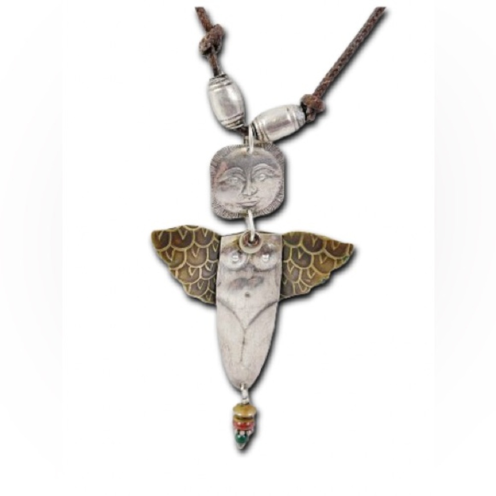 Rare! Tabra Winged Goddess Necklace Unmarked 925